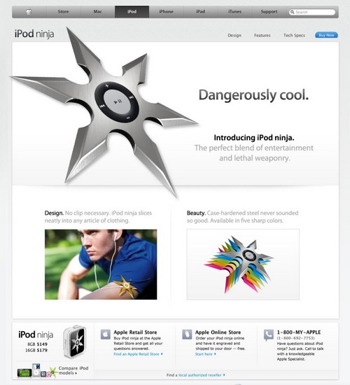 Apple puslapis iPod Ninja